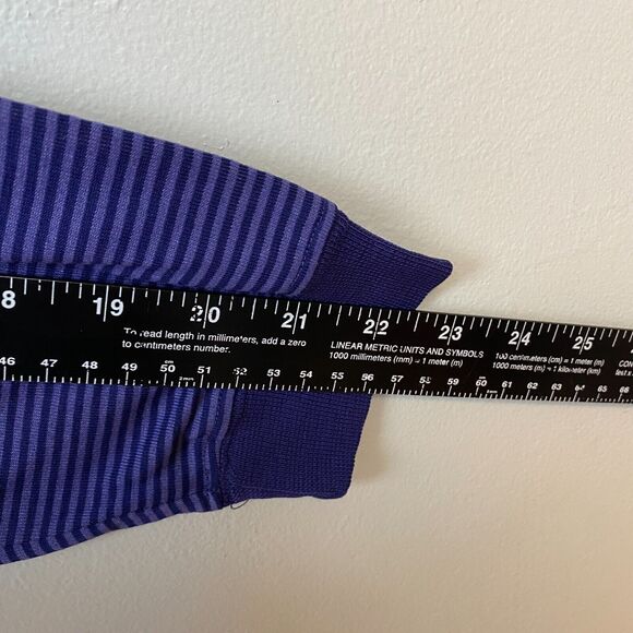 LL Bean Shirt Mens M Purple Long Sleeve Polo Striped Made in Canada 0 DD78 - Picture 8 of 8